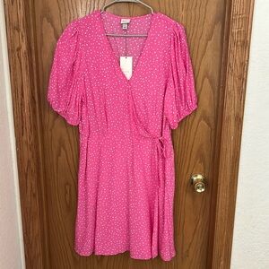 A New Day Balloon Short Sleeve Mini Wrap Dress